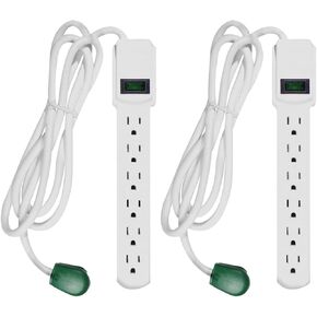 Gogreen Power Inc. (G-16103M-12-2) 6 حامي زيادة المخرج ، سلك 12 قدمًا ، أبيض ، 2 عبوة in Kuwait
