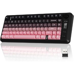 Ziyou Lang M75 لوحة مفاتيح ألعاب لاسلكية ، RGB خلفية قابلة للشحن 2000 مللي أمبير في الساعة بطارية ، غشاء صغير ، لكن لوحة مفاتيح ميكانيكية مع عرض ذكي ومقبض ، مفاتيح التدرج PBT للكمبيوتر الشخصي ، Mac-Grape Purple in Kuwait