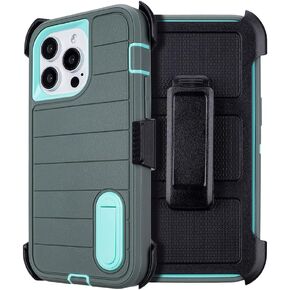 for iPhone 12 Pro Max Phone Case with Belt Clip Holster,3 Layers of Sturdy,Military Grade ShockProof ProMax Protective Cases Heavy Duty Phone Cases iPhone 12 Pro Max Case 6.7 Inch (Dark Green) in Saudi Arabia