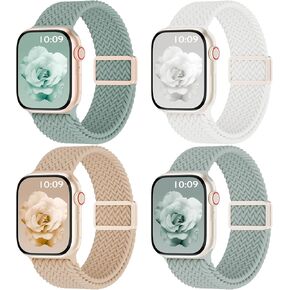 4 حزمة حلقة منفردة مضفر مغناطيسية متوافقة مع Apple Watch Band 38mm 40mm 41mm 42mm 44mm 45mm 46mm 49mm النساء ، حزام نايلون نايلون الرياضي المرن لسلسلة Iwatch 11/10/9/8/se/7/6/5/5/3/ultra in Kuwait