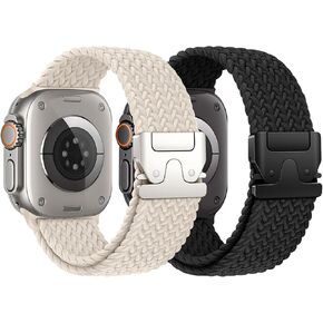 Braided Stretchy Solo Loop Compatible for Apple Watch Ultra 2 Band 49mm 46mm 45mm 44mm 42mm 41mm 40mm 38mm Men Women, Nylon Sport Bands with Parachute Buckle for iWatch Series 10 9 8 7 6 SE 5 4 3 in Saudi Arabia