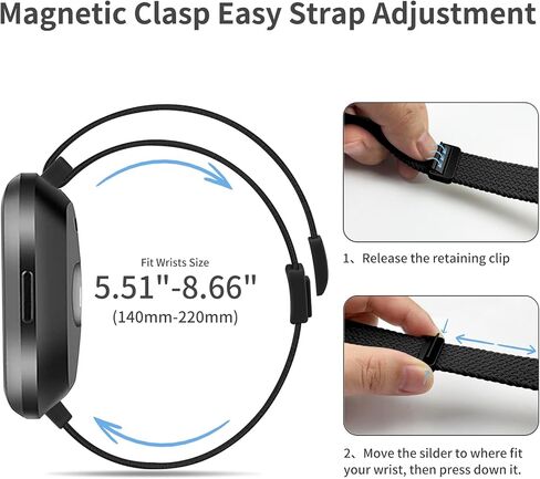 Braided Band Compatible with Fitbit Versa 4 Bands for Women/Versa 3/Sense 2/Sense band, Magnetic Clasp Elastic Fabric Sport Nylon Smartwatch Band for Fitbit Versa4/3/Sense1/2 in Kuwait