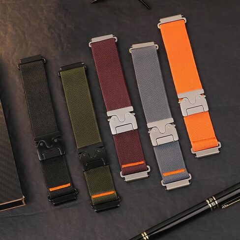 نطاقات النايلون الرياضية الممتدة لـ Garmin Venu 3S 2S/Vivoactive 4S/Vivomove 3S/Forerunner 255S 265S Watch Band Women ، 18 ملم مغناطيسي/مرنة مرنة النايلون in Kuwait