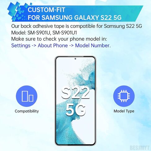 3pcs غطاء باب البطارية شريط لاصق لـ Samsung Galaxy S22 5G خلفي الغلاف الخلفي استبدال الغراء اللصق لـ Samsungs22 5G SM-S901U SM-S901U1 in Saudi Arabia