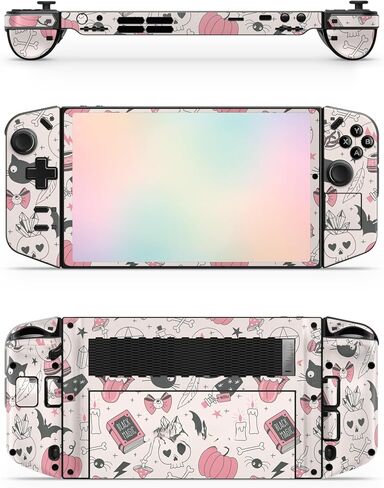 Zoomhitskins Glitter Gaming Skin متوافق مع Lenovo Legion Go Skin ، Magical Pinky Halloween Black Cat Dark Dark Cut in Kuwait