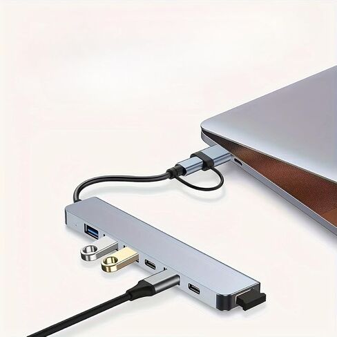 محور USB 7-in-1 مع منافذ USB 3.0 + 4 USB 2.0 + 2 × USB-C متوافقة مع أجهزة الكمبيوتر المحمولة للهواتف الذكية أجهزة USB المحمولة Silber in Kuwait