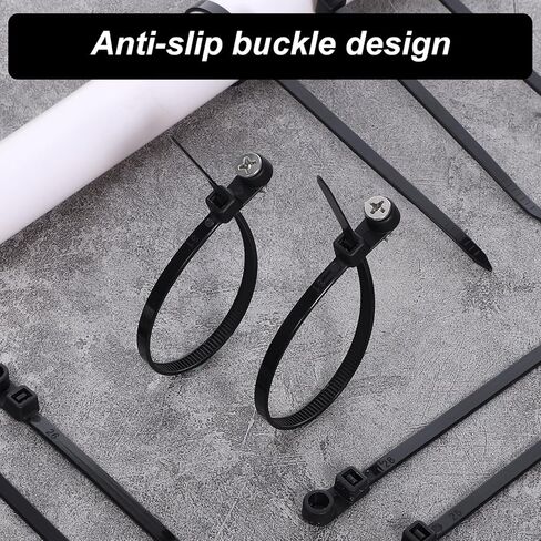 100 pcs روابط سوداء سوداء مع فتحة المسمار ، 7.87 بوصة أسود متعدد الأغراض إدارة الحبل الكابل الرمز البريدي الكهربائي ، العلاقات البلاستيكية مع المسمار للاستخدام الداخلي في الهواء الطلق in Kuwait