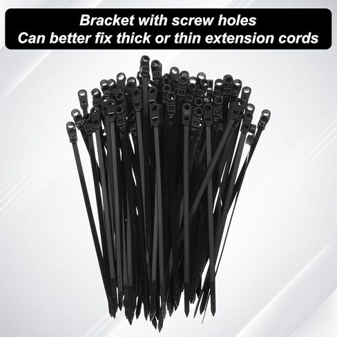 100 pcs روابط سوداء سوداء مع فتحة المسمار ، 7.87 بوصة أسود متعدد الأغراض إدارة الحبل الكابل الرمز البريدي الكهربائي ، العلاقات البلاستيكية مع المسمار للاستخدام الداخلي في الهواء الطلق in Kuwait