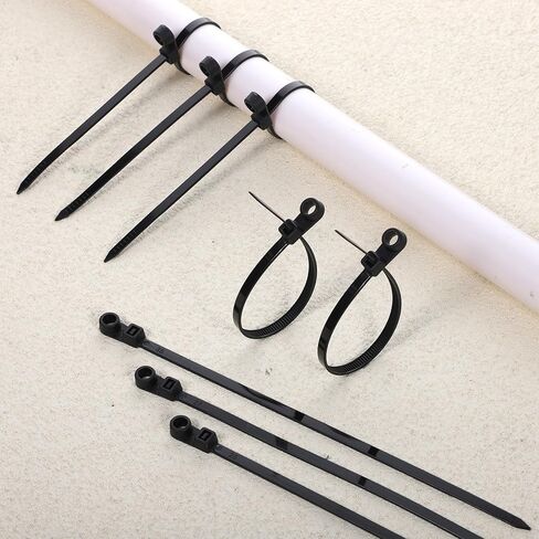 100 pcs روابط سوداء سوداء مع فتحة المسمار ، 7.87 بوصة أسود متعدد الأغراض إدارة الحبل الكابل الرمز البريدي الكهربائي ، العلاقات البلاستيكية مع المسمار للاستخدام الداخلي في الهواء الطلق in Kuwait