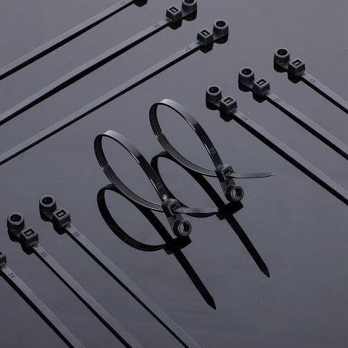 100 pcs روابط سوداء سوداء مع فتحة المسمار ، 7.87 بوصة أسود متعدد الأغراض إدارة الحبل الكابل الرمز البريدي الكهربائي ، العلاقات البلاستيكية مع المسمار للاستخدام الداخلي في الهواء الطلق in Kuwait