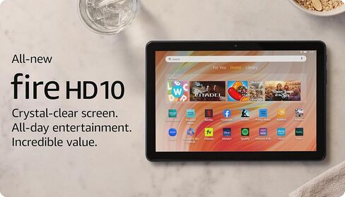 Like-New Amazon Fire HD 10 Tablet (64 GB, Black) Keyboard Case Bundle in Kuwait