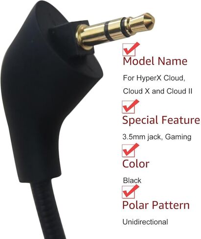 Replacement Detachable Microphone Fits for Kingston HyperX Cloud/Cloud X/Cloud II 1st Version for PS 4 Xbox One Nintendo Switch Computer PC, 3.5mm Noise Cancelling Gaming Mic Upgraded in Saudi Arabia