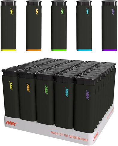 MK Lighter, 50PCS Striking Design Windproof Lighters, Ideal as Lighters for Candle, Camping Lighter, Outdoor Lighters, Butane Refillable Lighter, Multipurpose Lighters (Jet-Black-50PC) in Saudi Arabia