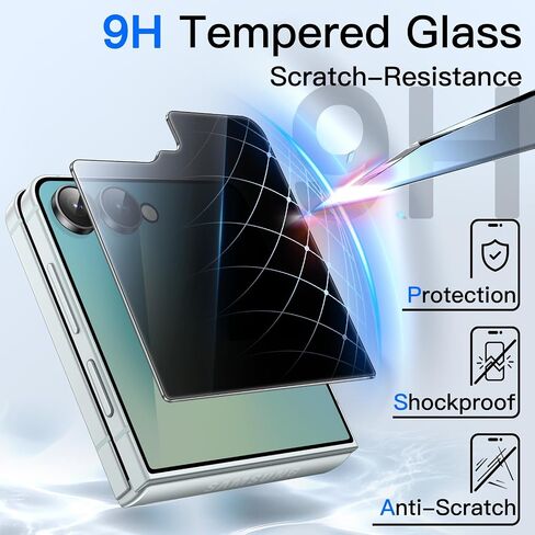 JETech Front Privacy Screen Protector for Samsung Galaxy Z Flip 7 2025, Anti-Spy Tempered Glass Film with Easy Installation Tool, Case-Friendly, 2-Pack in Saudi Arabia