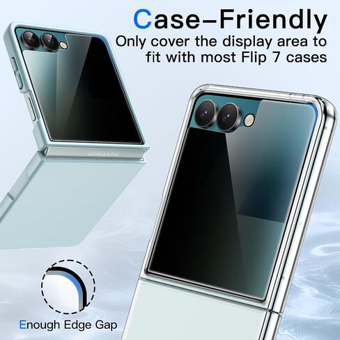 JETech Front Privacy Screen Protector for Samsung Galaxy Z Flip 7 2025, Anti-Spy Tempered Glass Film with Easy Installation Tool, Case-Friendly, 2-Pack in Saudi Arabia