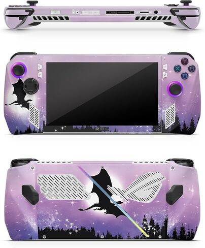 ZOOMHITSKINS Compatible for Asus Ally Rog X (2024) Skin, Purple Moon Sky Night Fantasy Dragon, Durable 3M Vinyl Sticker, Made in The USA in Saudi Arabia