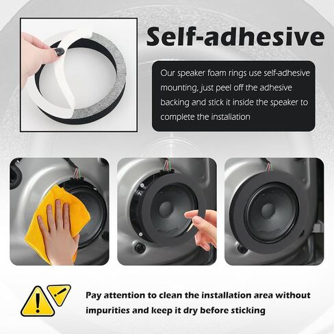 4PCS Speaker Foam Rings,High Resilience Foam 6.5 Speaker Baffle for Enhacing Sound,Universal Self-Adhesive 6.5 Speakers Rings Car Audio Accessories for Cars/SUVs/Trucks in Saudi Arabia