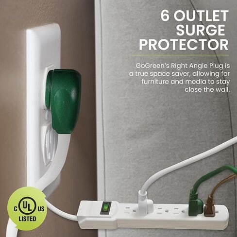 GoGreen Power Inc. (G-16103M-12-2) 6 Outlet Surge Protector, 12FT Cord, White, 2 Pack in Saudi Arabia