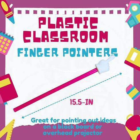 (1) Plastic Classroom Presentation Finger Pointer, 15.5in Stick Color May Vary Fun Teaching Aid Homeschool Office Teacher Pointing Tool Student Engagement Learning Interactive Class Accesory in Saudi Arabia