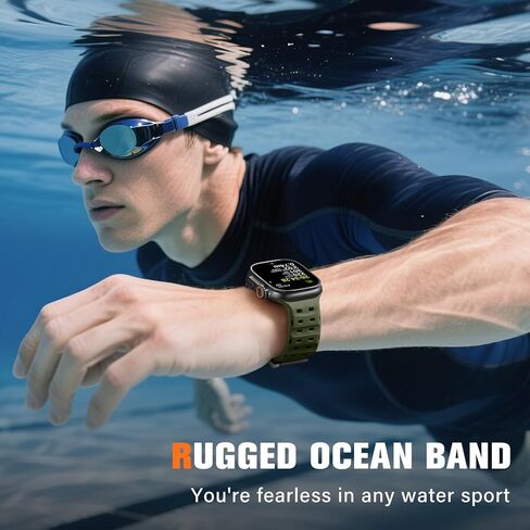 Adorve متوافق مع Apple Watch Ultra 3/2/1 الفرقة 49 مم للرجال - Ocean Sport Strap Brugged Rugged Waterproof Plans for Iwatch Series 11 10 9 8 7 6 5 4 3 2 1 SE 46mm 44mm 42mm 42mm in Kuwait