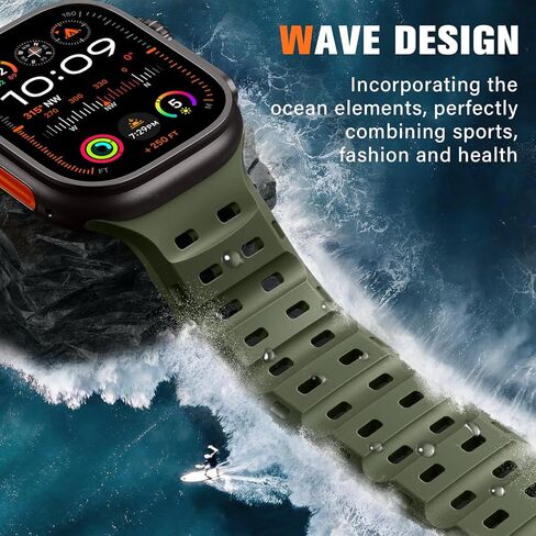 Adorve متوافق مع Apple Watch Ultra 3/2/1 الفرقة 49 مم للرجال - Ocean Sport Strap Brugged Rugged Waterproof Plans for Iwatch Series 11 10 9 8 7 6 5 4 3 2 1 SE 46mm 44mm 42mm 42mm in Kuwait