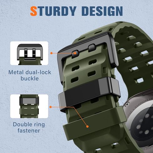 Adorve متوافق مع Apple Watch Ultra 3/2/1 الفرقة 49 مم للرجال - Ocean Sport Strap Brugged Rugged Waterproof Plans for Iwatch Series 11 10 9 8 7 6 5 4 3 2 1 SE 46mm 44mm 42mm 42mm in Kuwait