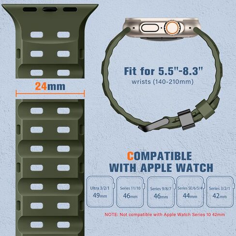 Adorve متوافق مع Apple Watch Ultra 3/2/1 الفرقة 49 مم للرجال - Ocean Sport Strap Brugged Rugged Waterproof Plans for Iwatch Series 11 10 9 8 7 6 5 4 3 2 1 SE 46mm 44mm 42mm 42mm in Kuwait