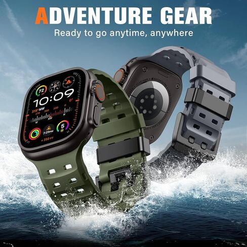 Adorve متوافق مع Apple Watch Ultra 3/2/1 الفرقة 49 مم للرجال - Ocean Sport Strap Brugged Rugged Waterproof Plans for Iwatch Series 11 10 9 8 7 6 5 4 3 2 1 SE 46mm 44mm 42mm 42mm in Kuwait