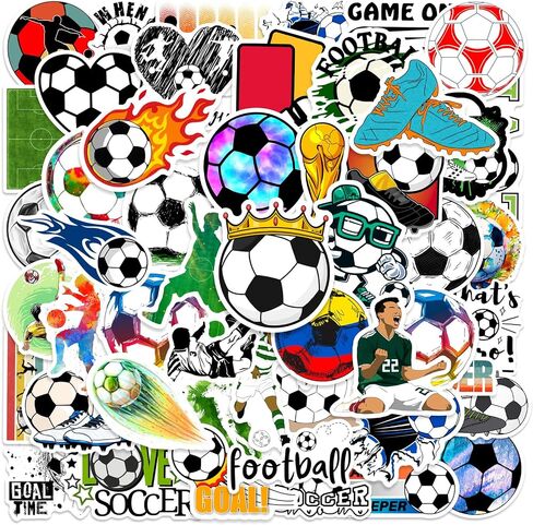 50pcs Soccer Sport Stickers for Teen, Cool Waterproof Vinyl Decal for Boy Kids Adult Student Water Bottle Laptop Phone Computer Skateboard Luggage Notebook in Kuwait