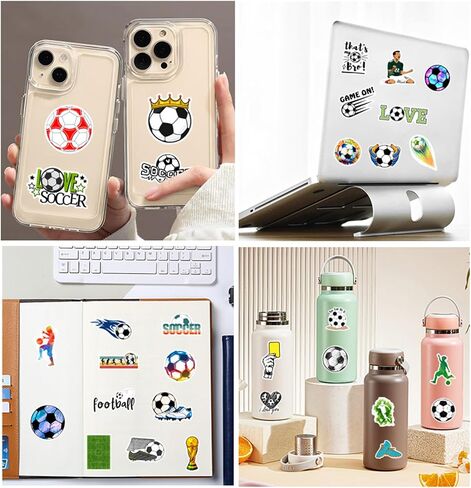 50pcs Soccer Sport Stickers for Teen, Cool Waterproof Vinyl Decal for Boy Kids Adult Student Water Bottle Laptop Phone Computer Skateboard Luggage Notebook in Kuwait