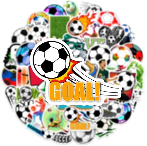 50pcs Soccer Sport Stickers for Teen, Cool Waterproof Vinyl Decal for Boy Kids Adult Student Water Bottle Laptop Phone Computer Skateboard Luggage Notebook in Kuwait