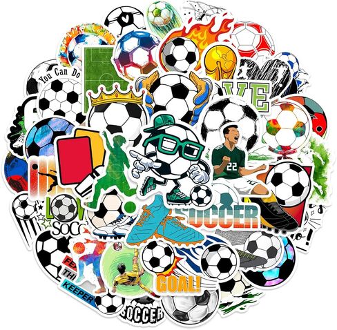 50pcs Soccer Sport Stickers for Teen, Cool Waterproof Vinyl Decal for Boy Kids Adult Student Water Bottle Laptop Phone Computer Skateboard Luggage Notebook in Kuwait