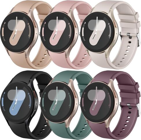 Easuny 6 Pack No Gap Bands متوافق مع Samsung Galaxy Watch 7 6 5 4 Fe 40mm 44mm ، أحزمة رياضية من السيليكون الناعمة لمراقبة Galaxy 5 Pro 45mm ، 6 4 كلاسيكي 47 مم 43 مم 46 مم 42 مم للرجال للنساء in Saudi Arabia