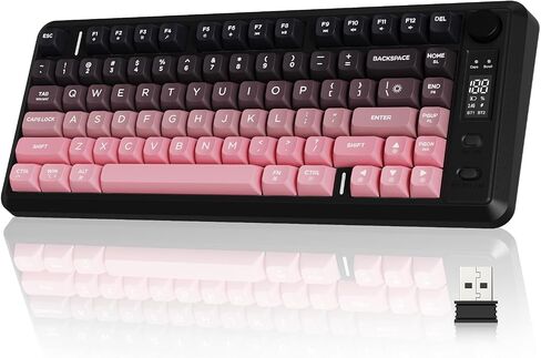 Ziyou Lang M75 لوحة مفاتيح ألعاب لاسلكية ، RGB خلفية قابلة للشحن 2000 مللي أمبير في الساعة بطارية ، غشاء صغير ، لكن لوحة مفاتيح ميكانيكية مع عرض ذكي ومقبض ، مفاتيح التدرج PBT للكمبيوتر الشخصي ، Mac-Grape Purple in Kuwait