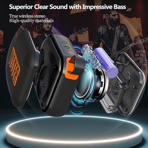 Bluetooth Speakers, Wireless Portable Bluetooth Speaker with Stereo Sound Robust Bass TWS Pairing| BT5.4 Hand-free Small Speaker with Strap for Travel Gym Home & Outdoor Activities,Gift for Girl Boy in Saudi Arabia