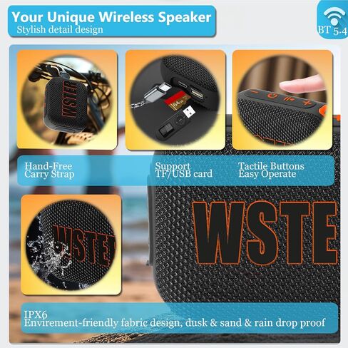 Bluetooth Speakers, Wireless Portable Bluetooth Speaker with Stereo Sound Robust Bass TWS Pairing| BT5.4 Hand-free Small Speaker with Strap for Travel Gym Home & Outdoor Activities,Gift for Girl Boy in Saudi Arabia