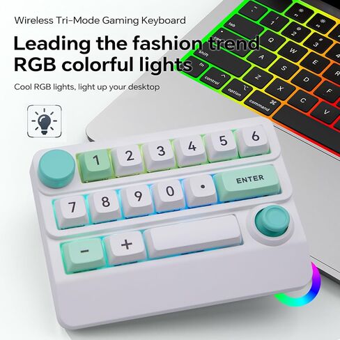 المغامرون W909 اللاسلكي RGB لوحة مفاتيح رقمية ميكانيكية ، قابلة للتبديل ، قابلة للبرمجة الماكرو ، التحكم في التحكم في المقبض والكمبيوتر اللوحي/الكمبيوتر المحمول/الهاتف ، اتصال ثلاثي الوضع (أبيض) in Kuwait
