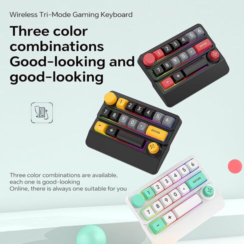 المغامرون W909 اللاسلكي RGB لوحة مفاتيح رقمية ميكانيكية ، قابلة للتبديل ، قابلة للبرمجة الماكرو ، التحكم في التحكم في المقبض والكمبيوتر اللوحي/الكمبيوتر المحمول/الهاتف ، اتصال ثلاثي الوضع (أبيض) in Kuwait