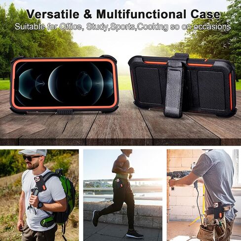 for iPhone 12 Pro Max Phone Case with Belt Clip Holster,3 Layers of Sturdy,Military Grade ShockProof ProMax Protective Cases Heavy Duty Phone Cases iPhone 12 Pro Max Case 6.7 Inch (Dark Green) in Kuwait