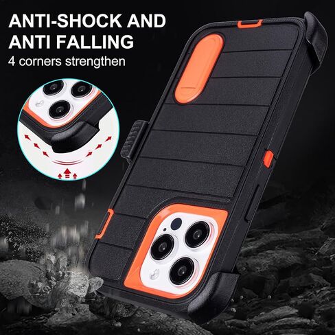 for iPhone 12 Pro Max Phone Case with Belt Clip Holster,3 Layers of Sturdy,Military Grade ShockProof ProMax Protective Cases Heavy Duty Phone Cases iPhone 12 Pro Max Case 6.7 Inch (Dark Green) in Kuwait