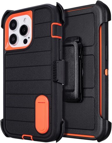 for iPhone 12 Pro Max Phone Case with Belt Clip Holster,3 Layers of Sturdy,Military Grade ShockProof ProMax Protective Cases Heavy Duty Phone Cases iPhone 12 Pro Max Case 6.7 Inch (Dark Green) in Kuwait