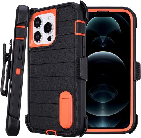 for iPhone 12 Pro Max Phone Case with Belt Clip Holster,3 Layers of Sturdy,Military Grade ShockProof ProMax Protective Cases Heavy Duty Phone Cases iPhone 12 Pro Max Case 6.7 Inch (Dark Green) in Kuwait