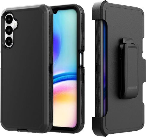 Phone Case for Samsung Galaxy A05s 2023 case,Heavy Duty Hard Shockproof Armor Protector Case Cover with Belt Clip Holster for Samsung A05s 2023 Phone Case (Black) in Saudi Arabia