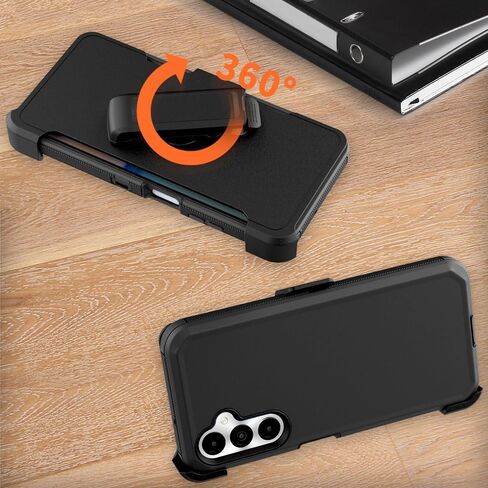 Phone Case for Samsung Galaxy A05s 2023 case,Heavy Duty Hard Shockproof Armor Protector Case Cover with Belt Clip Holster for Samsung A05s 2023 Phone Case (Black) in Saudi Arabia