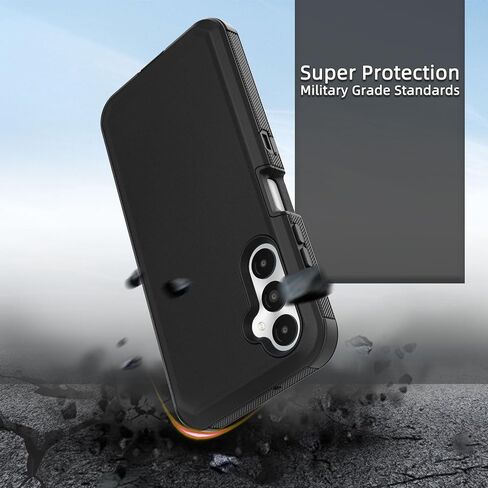 Phone Case for Samsung Galaxy A05s 2023 case,Heavy Duty Hard Shockproof Armor Protector Case Cover with Belt Clip Holster for Samsung A05s 2023 Phone Case (Black) in Saudi Arabia