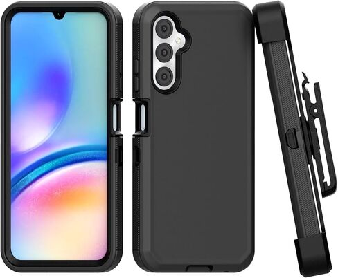 Phone Case for Samsung Galaxy A05s 2023 case,Heavy Duty Hard Shockproof Armor Protector Case Cover with Belt Clip Holster for Samsung A05s 2023 Phone Case (Black) in Saudi Arabia