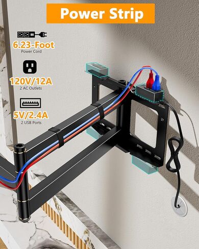 WHYFONE 48'' Extension Long Arm TV Wall Mount Heavy Duty, Portrait TV Mount Vertical,Full Motion TV Bracket Swivel Tilt Level,26''-60''TV, VESA 400x400mm,16''Wood Stud/Concrete/Brick Wall in Kuwait