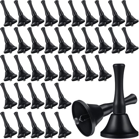 50 Pcs Gold Hand Bell Steel Call Bell Dinner Bell Service Bell Wedding Bells with Wood Handles for the Sick Elderly Alert Classroom Alarm, 1.97 x 3.66 Inches in Kuwait