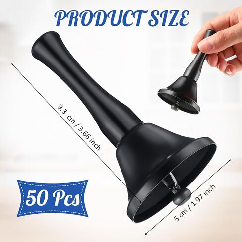 50 Pcs Gold Hand Bell Steel Call Bell Dinner Bell Service Bell Wedding Bells with Wood Handles for the Sick Elderly Alert Classroom Alarm, 1.97 x 3.66 Inches in Kuwait