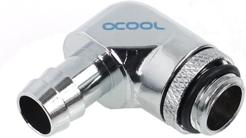 Alphacool 17135 HF 10mm (3/8") Barbed Fitting 90° revolvable G1/4 with O-Ring - Chrome Water Cooling Fittings in Saudi Arabia